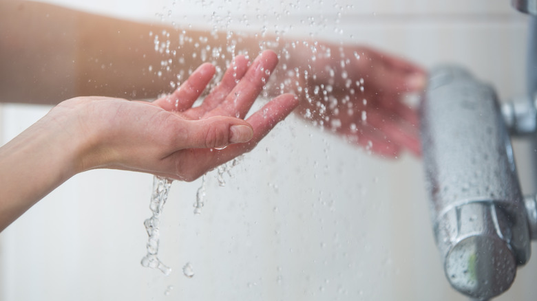 Person taking a cold shower