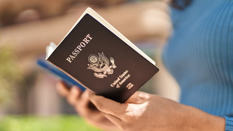 person holding passport