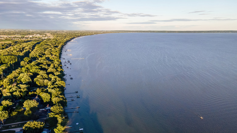 Aerial view of Lake Winnebago during the summer