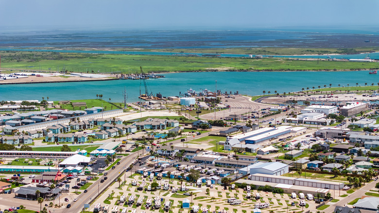 Aerial view of Port Aransas, Texas