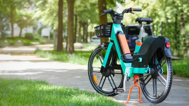 An e-bike in a public park