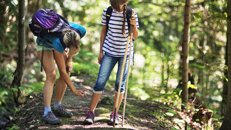 People applying tick repellent