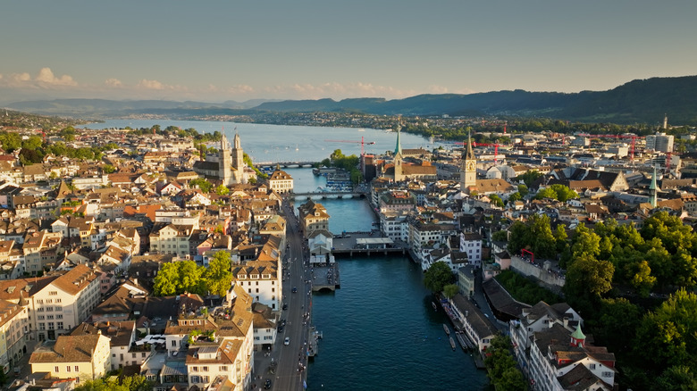 Zurich, Switzerland, with the Limmat River and Lake Zurich