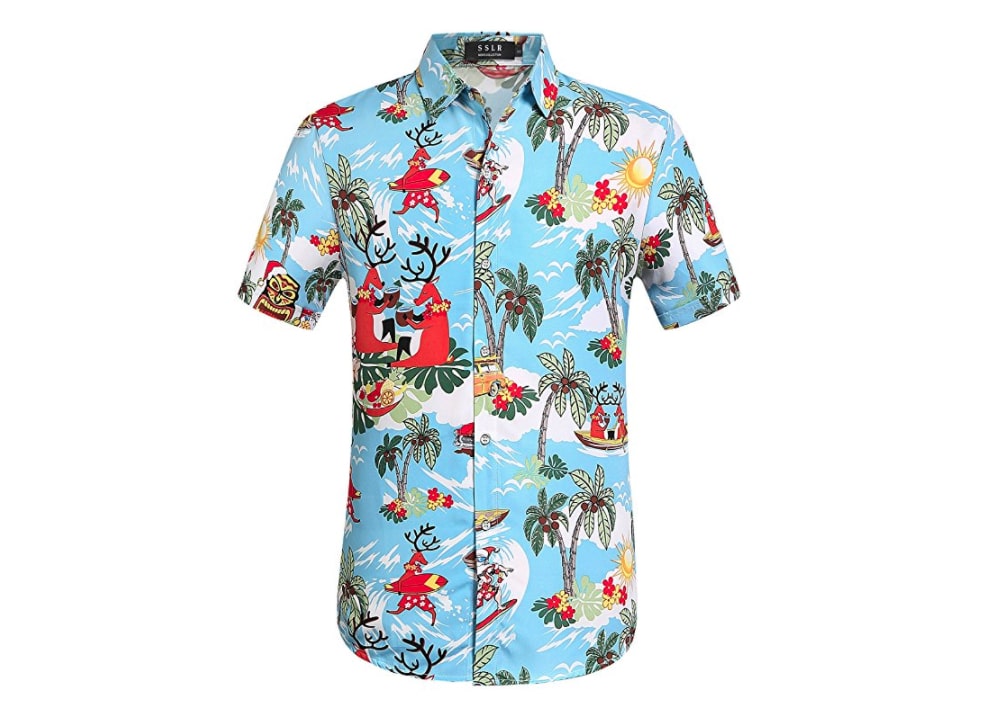 Island-themed Holiday Decorations: Santa Aloha shirt