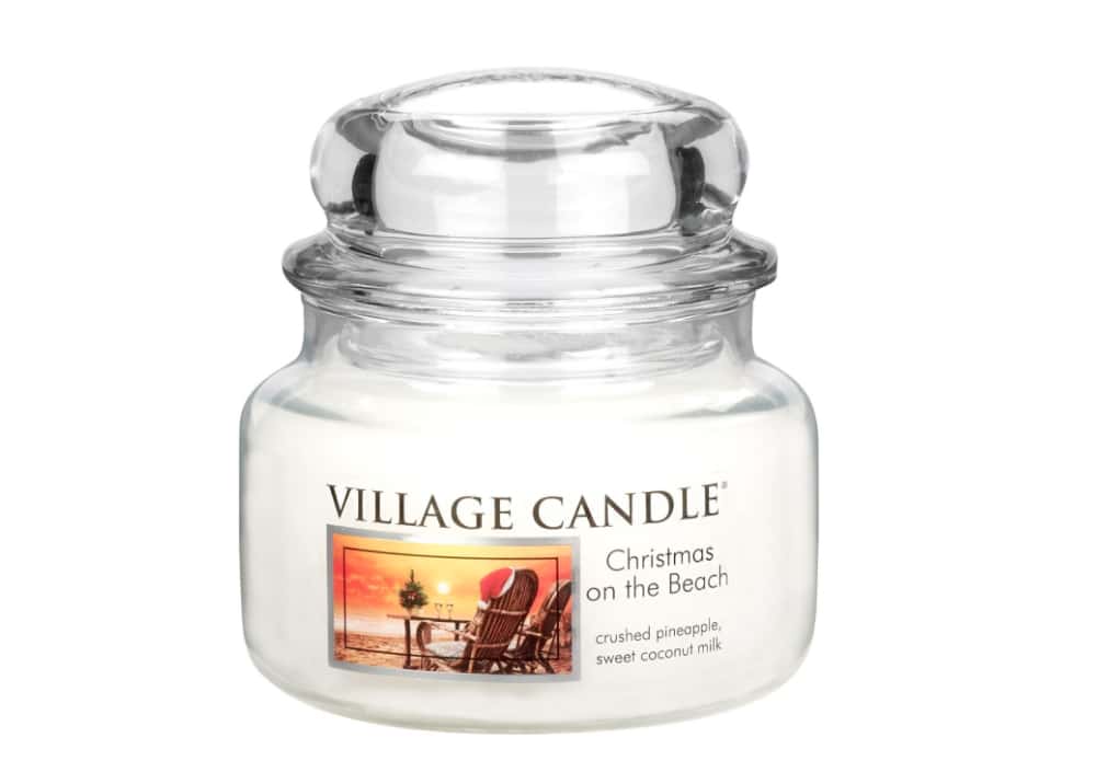 Island-themed Holiday Decorations: Christmas on the beach candle