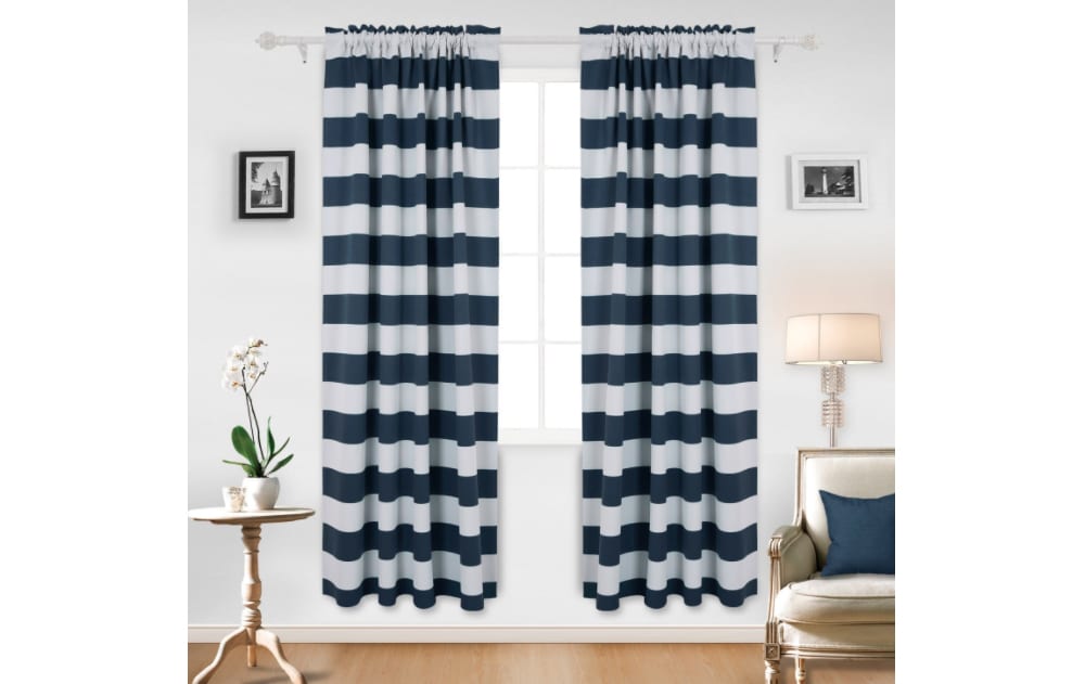 Navy Nautical Stripe Curtains