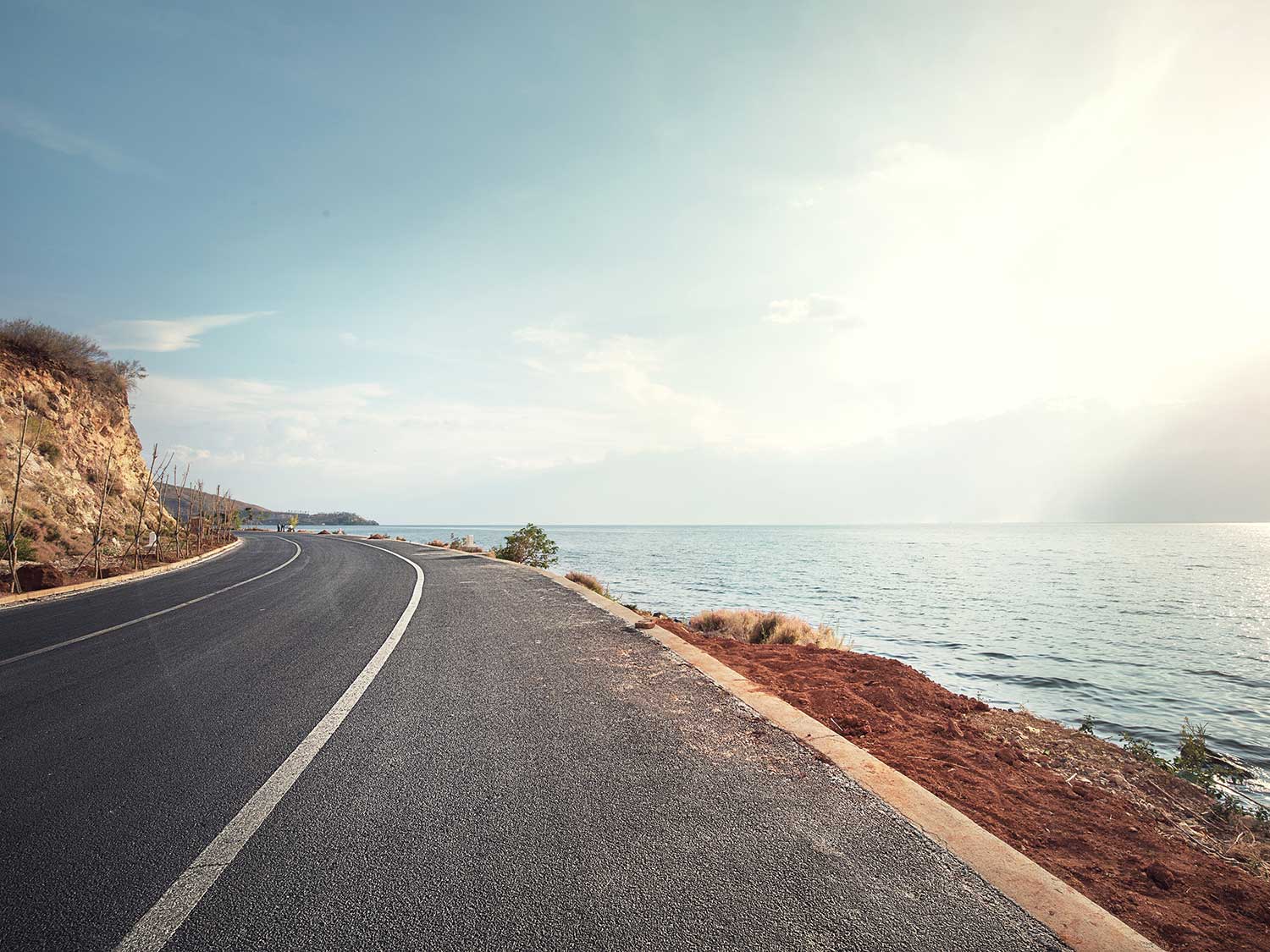 A road by the oceanside.