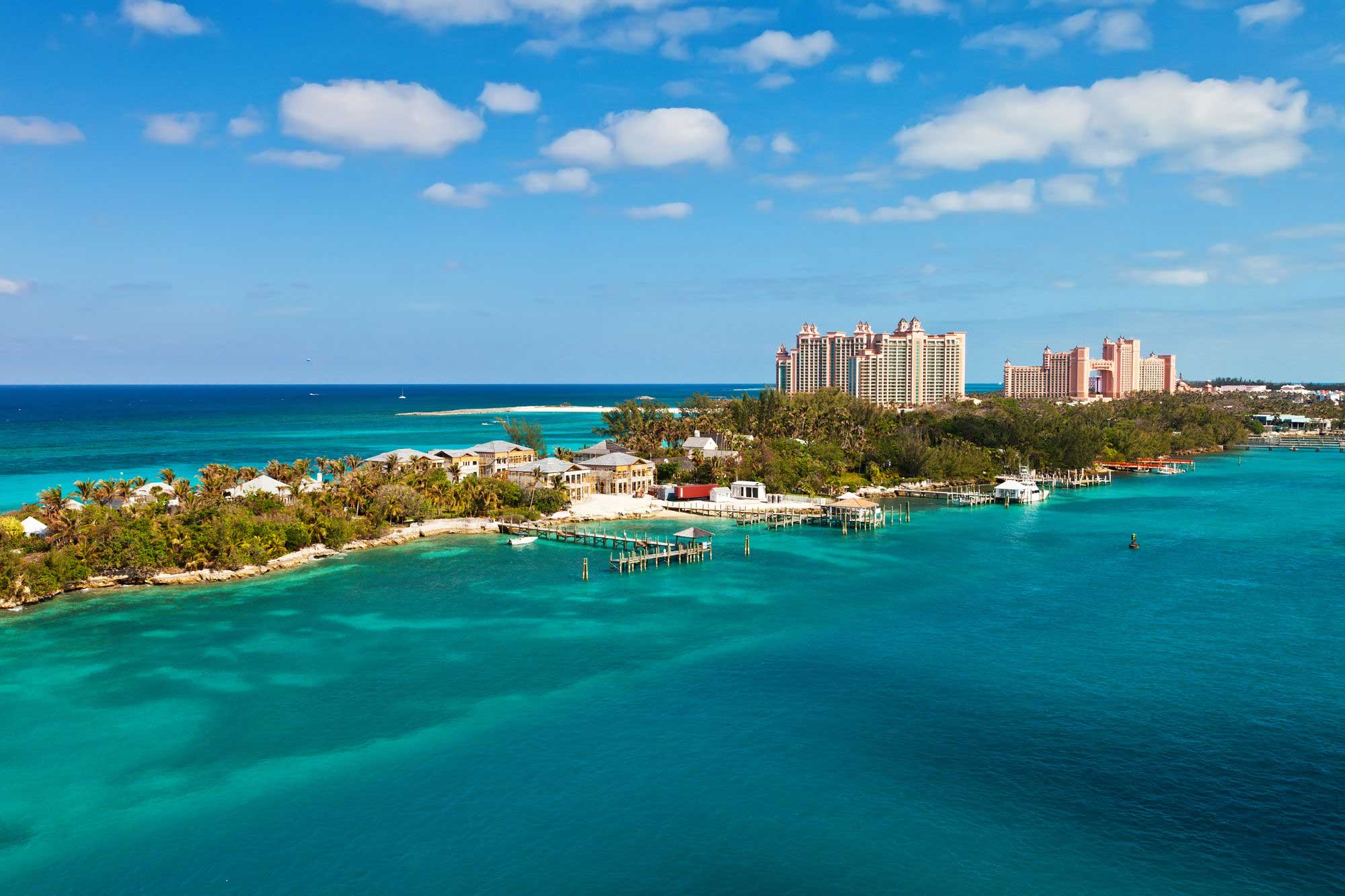 aerial view beach in Bahamas