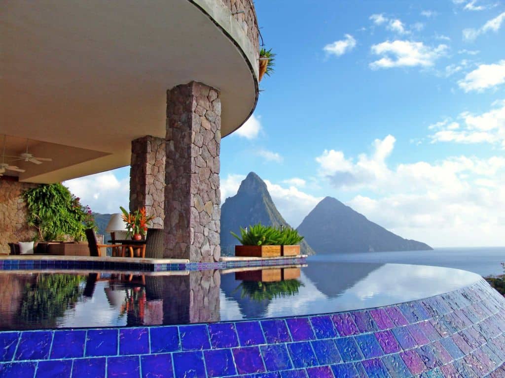 a plunge pool at Jade Mountain resort in St Lucia