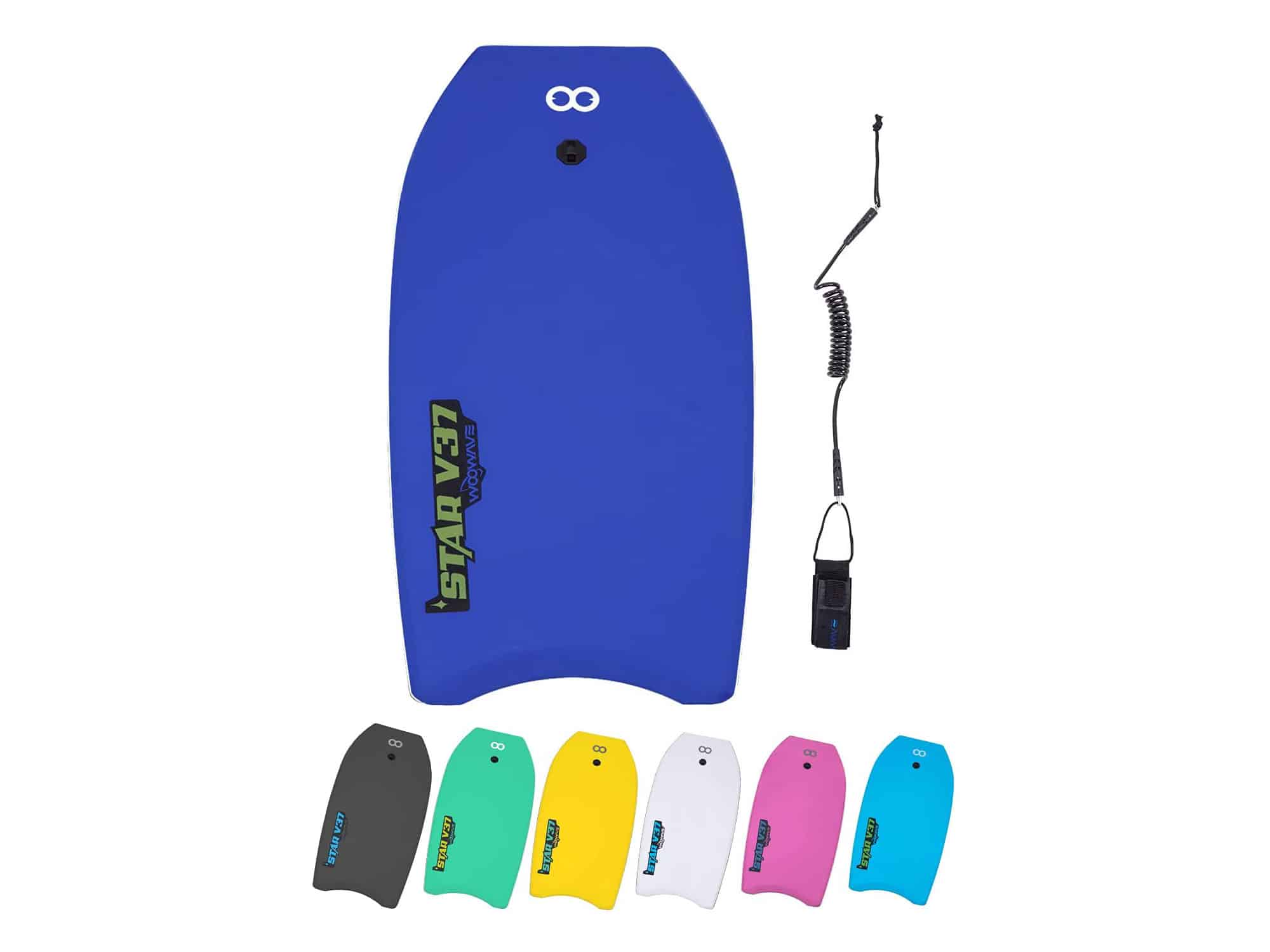 WOOWAVE Bodyboard 33-inch/37-inch/42-inch Premium EVA Body Board with Coiled Wrist Leash, EPS Core and HDPE Slick Bottom, Super Lightweight Boogie Board, Perfect Surfing for Kids Teens and Adults