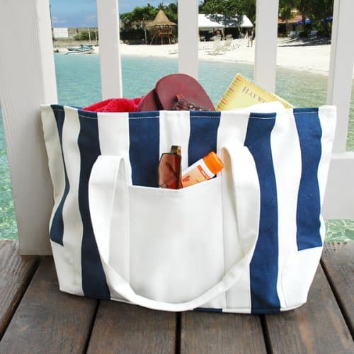 Islands Magazine Packing List: A-Perfect-Day Striped Canvas Tote Bag