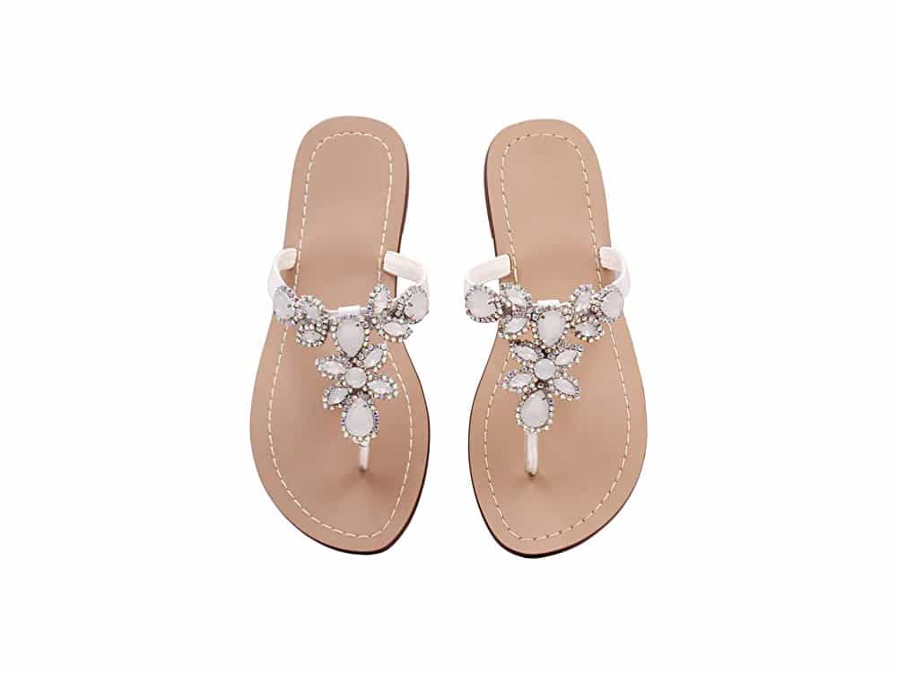 Hinyyrin Available in 13 Colors, Rhinestone Sandals, Women's Flat Sandals, Flip Flop, Jeweled Sandals
