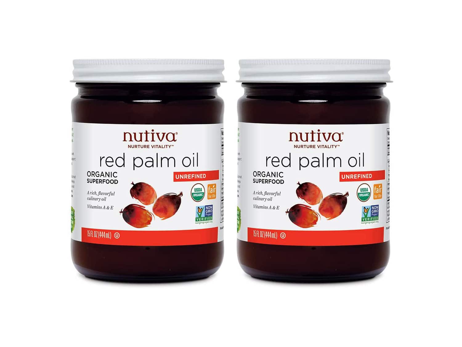 Nutiva USDA Certified Organic, non-GMO, Cold-Filtered, Unrefined, Fair Trade Ecuadorian Red Palm Oil, 15 Ounce (Pack of 2)