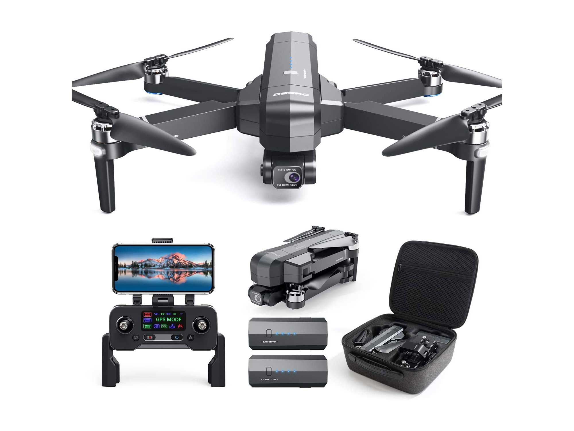 DEERC DE22 GPS Drone with 4K Camera 2-axis Gimbal, EIS Anti-Shake, 5G FPV Live Video Brushless Motor, Auto Return Home, Selfie, Follow Me, Waypoints, Circle Fly 52Min Flight with Carrycase