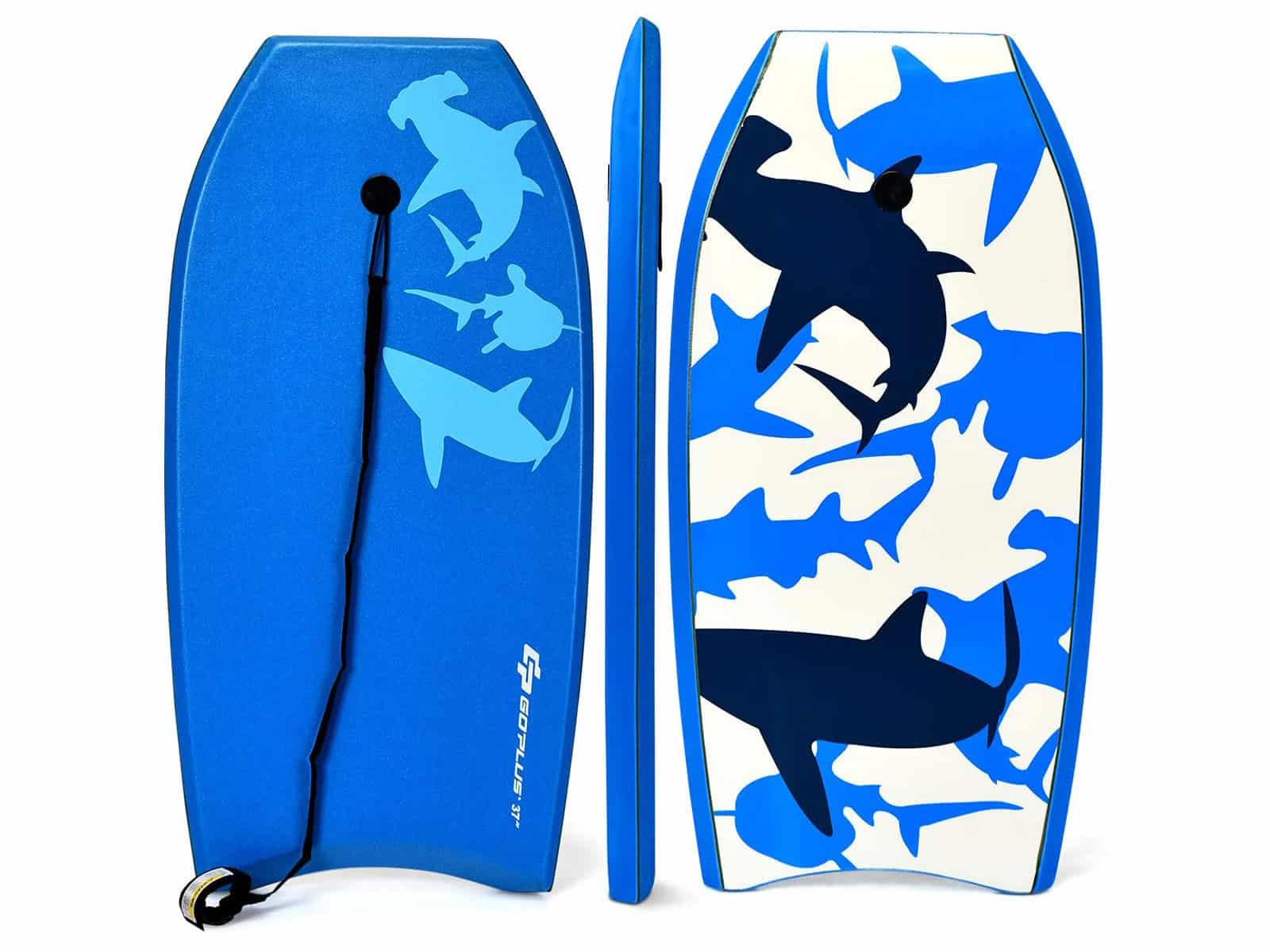 Goplus Body Board, Lightweight Bodyboard with EPS Core, XPE Deck, HDPE Slick Bottom, Premium Leash & Adjustable Wrist Rope, Perfect Surfing for Kids and Adults