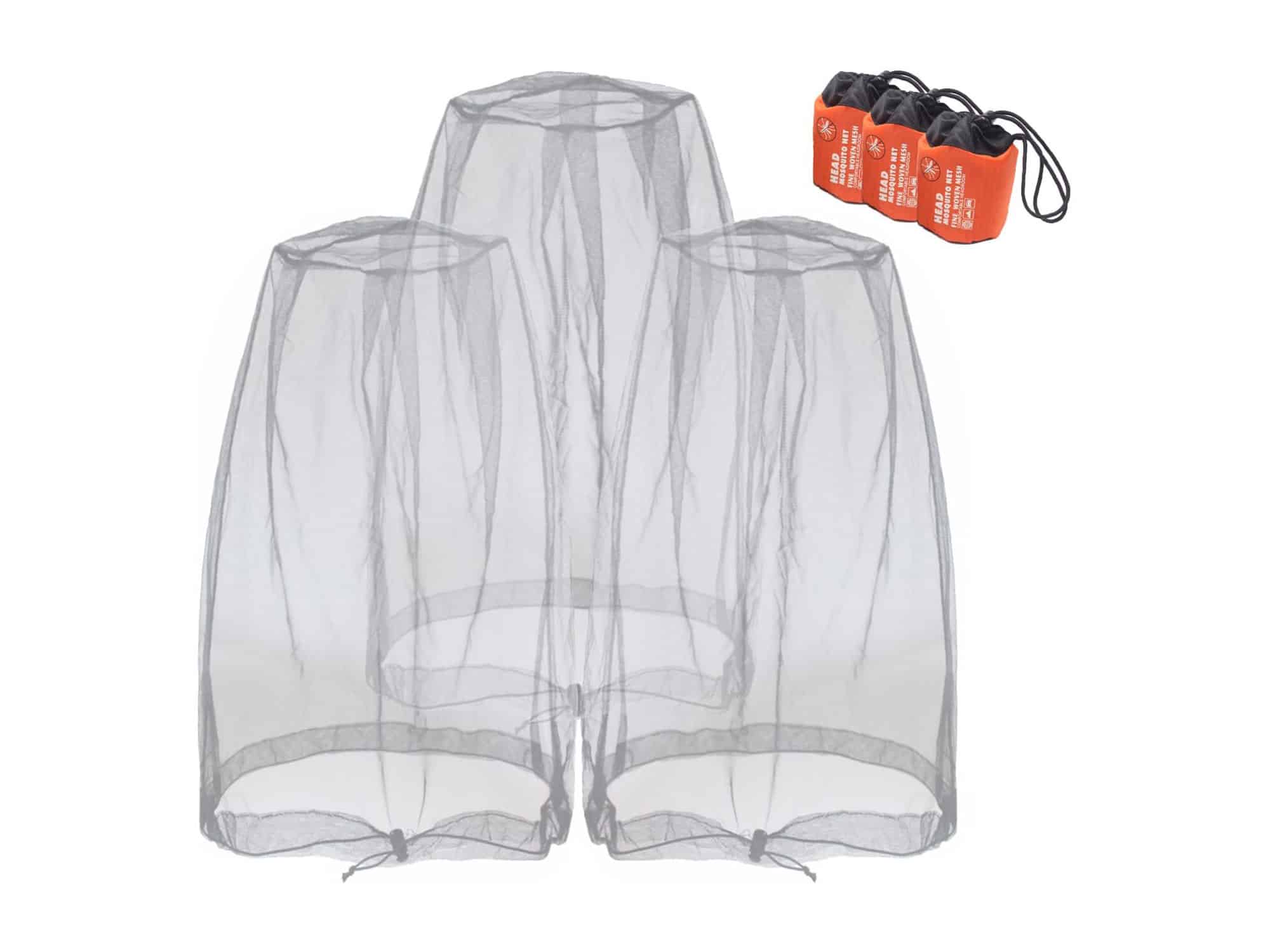 Anvin Mosquito Head Mesh Nets Gnat Face Netting for No See Ums Insects Bugs Gnats Biting Midges from Any Outdoor Activities, Works Over Most Hats Comes with Free Stock Pouches (3pcs, Grey)