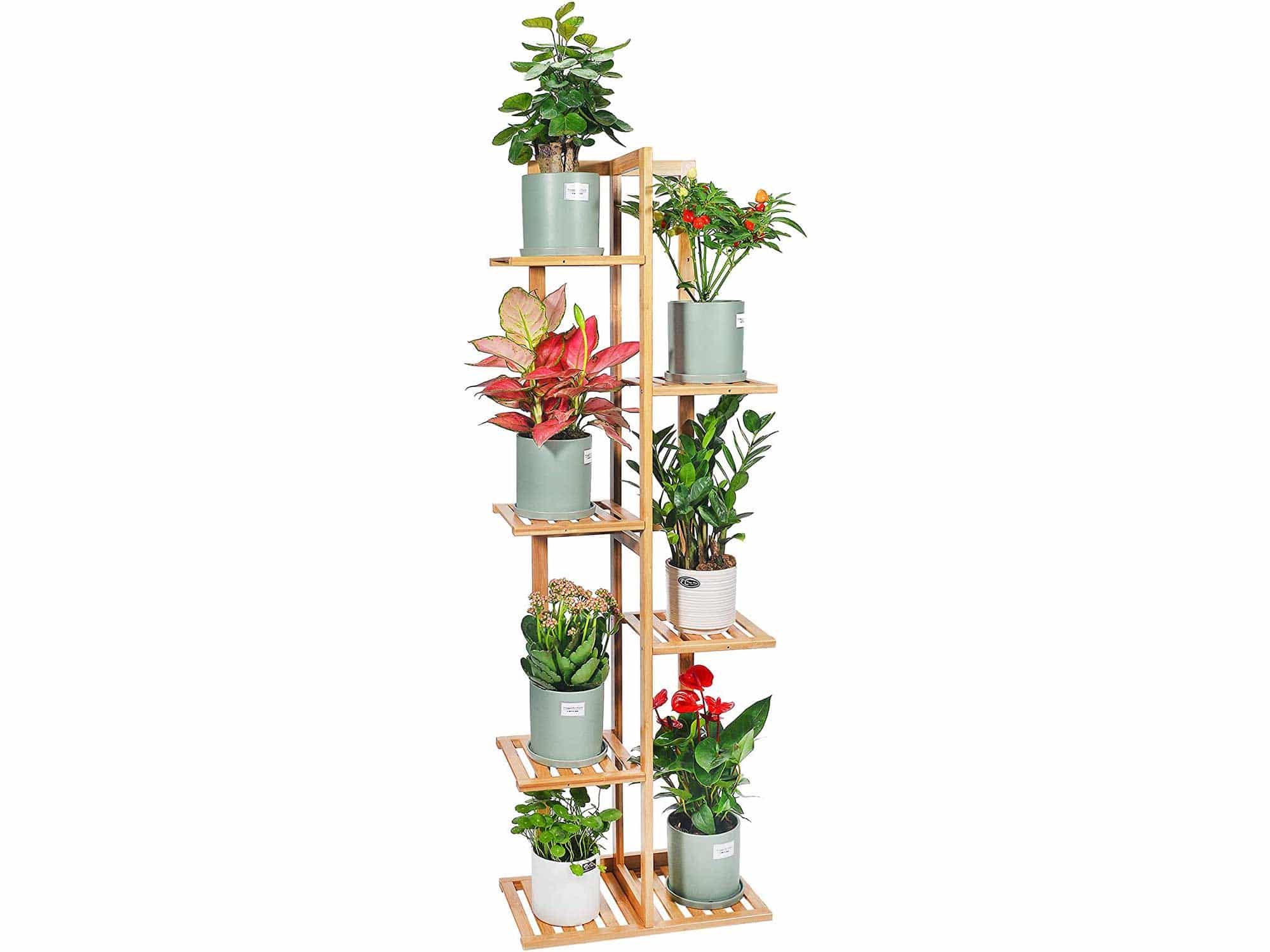Bamboo Plant Stand Rack 6 Tier 7 Potted Indoor & Outdoor Multiple Stand Holder Shelf Rack Planter Display for Patio Garden, Living Room, Corner Balcony and Bedroom (7 Flowerpots)