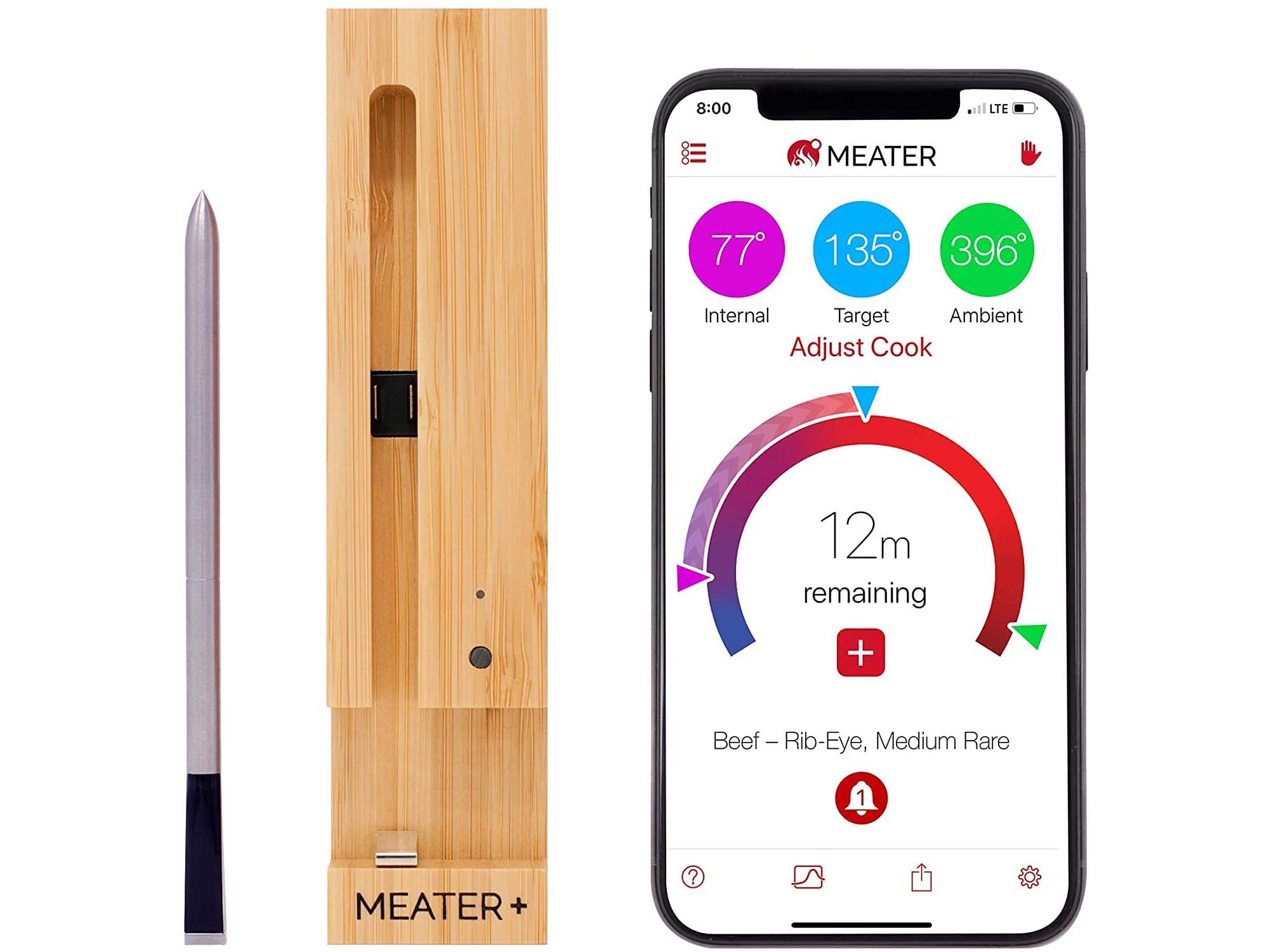 MEATER Plus | 165ft Long Range Smart Wireless Meat Thermometer with Bluetooth for The Oven, Grill, Kitchen, BBQ, Smoker, Sous Vide, Rotisserie