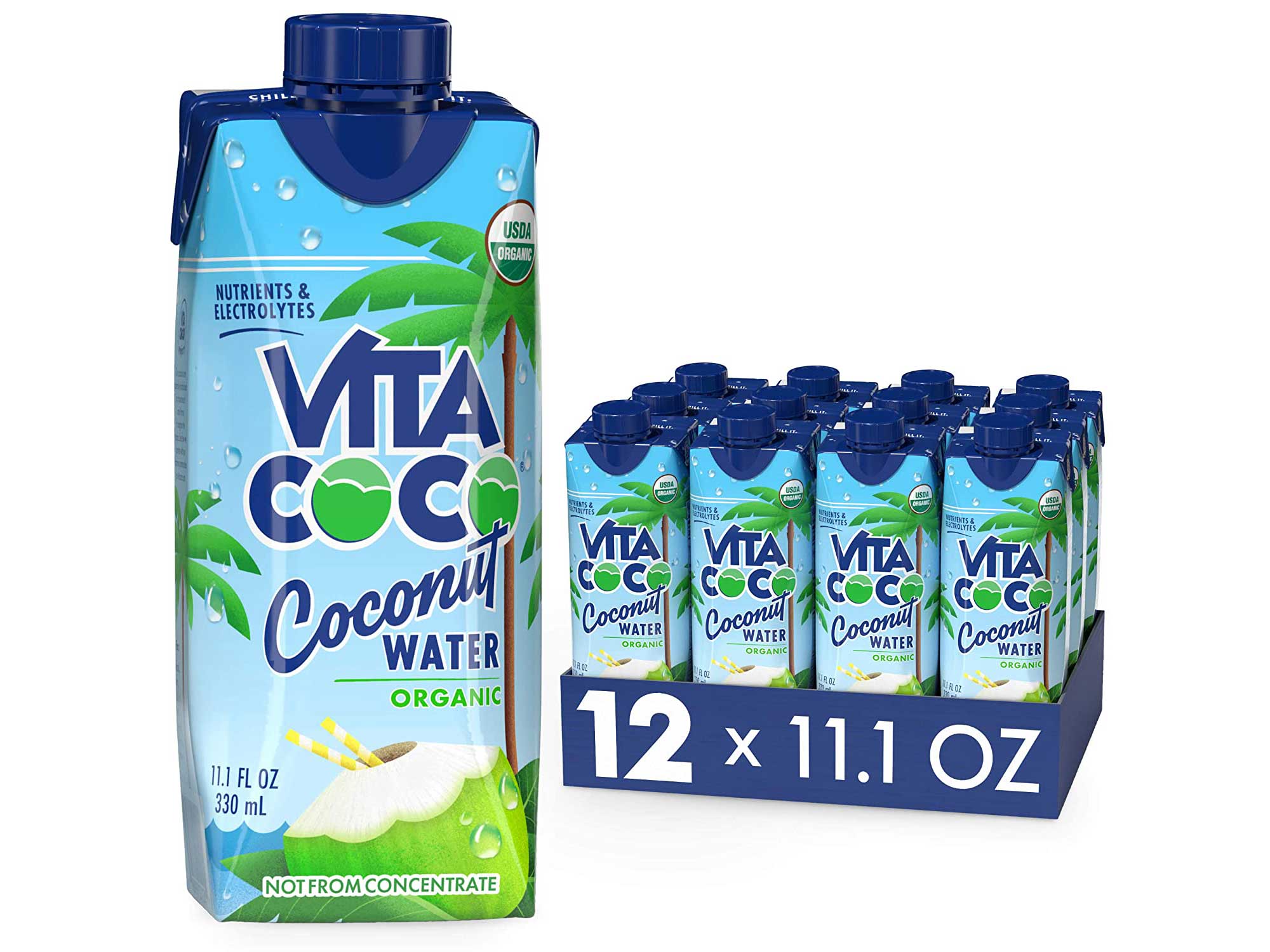 Vita Coco Coconut Water, Pure Organic | Refreshing Coconut Taste | Natural Electrolytes | Vital Nutrients | 11.1 Oz (Pack Of 12)