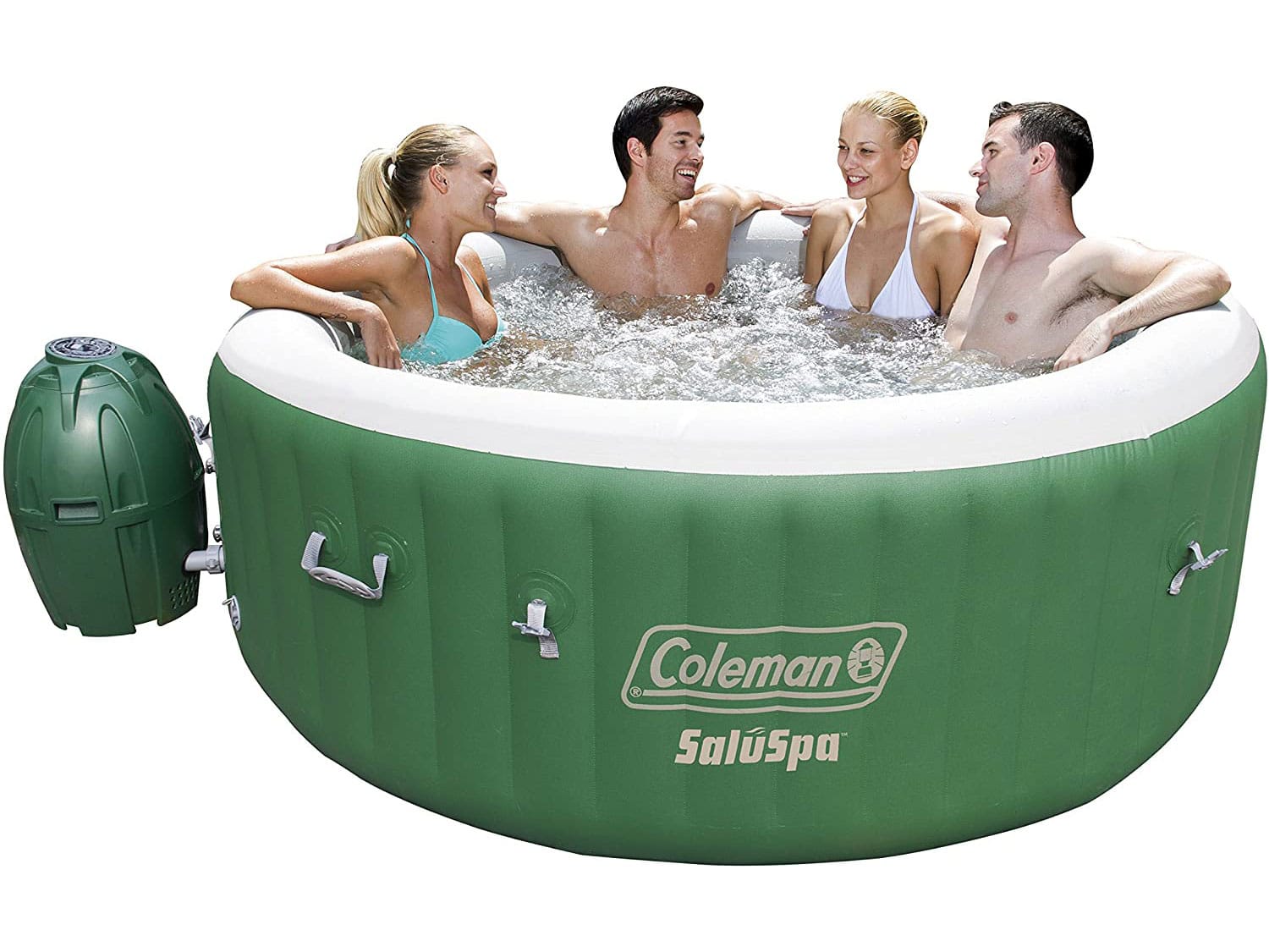 Coleman 90363E SaluSpa Inflatable Hot Tub Spa, Pack of 1, Green & White