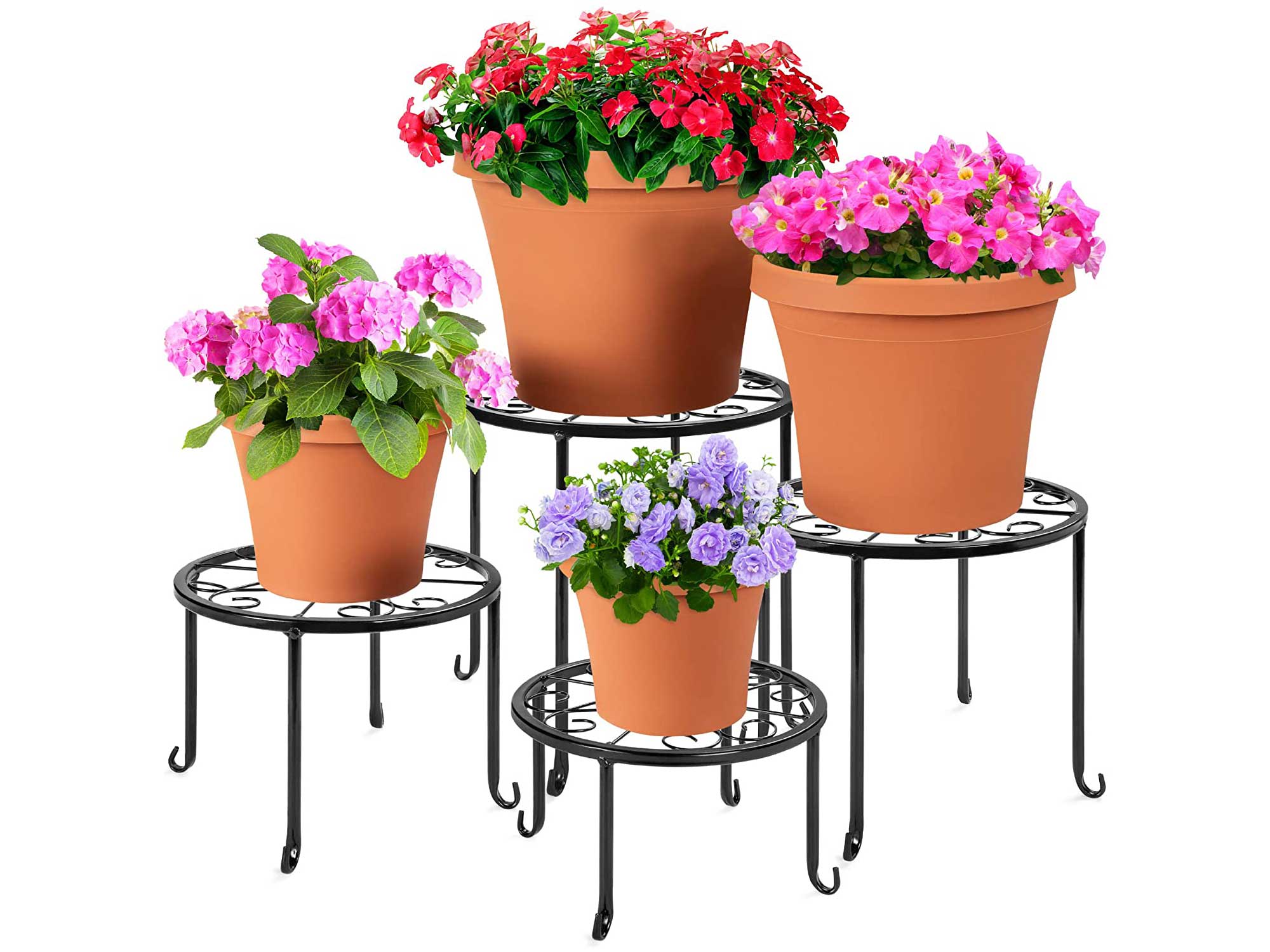 Best Choice Products Set of 4 Indoor Outdoor Metal Nesting Plant Stands, Flowerpot Holder Display Rack for Home & Garden Décor w/Starburst Design