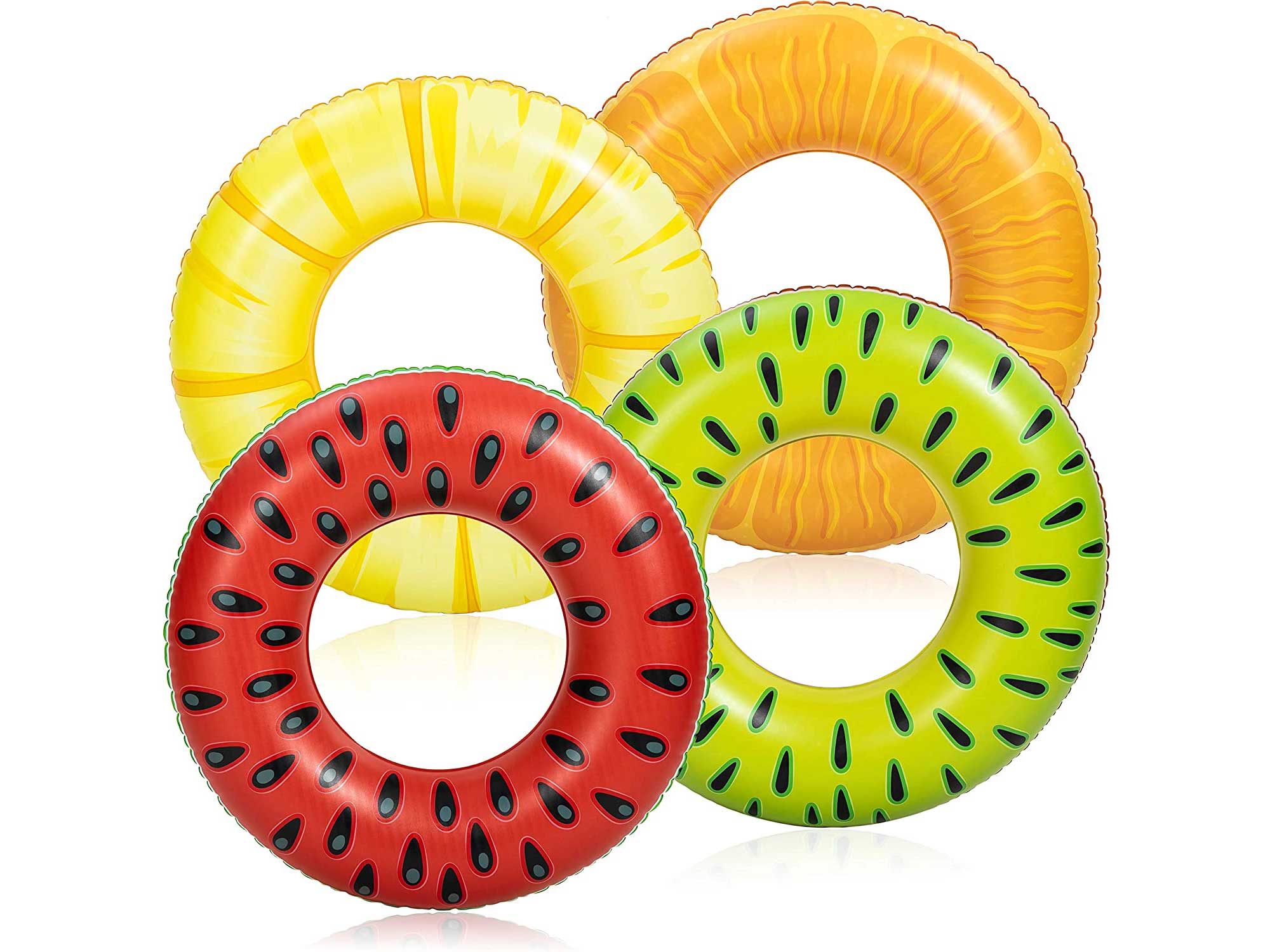 Inflatable Pool Floats Fruit Tube Rings (4 Pack), Fruit Pool Tubes, Pool Floaties Toys, Beach Swimming Party Toys for Kids and Adults