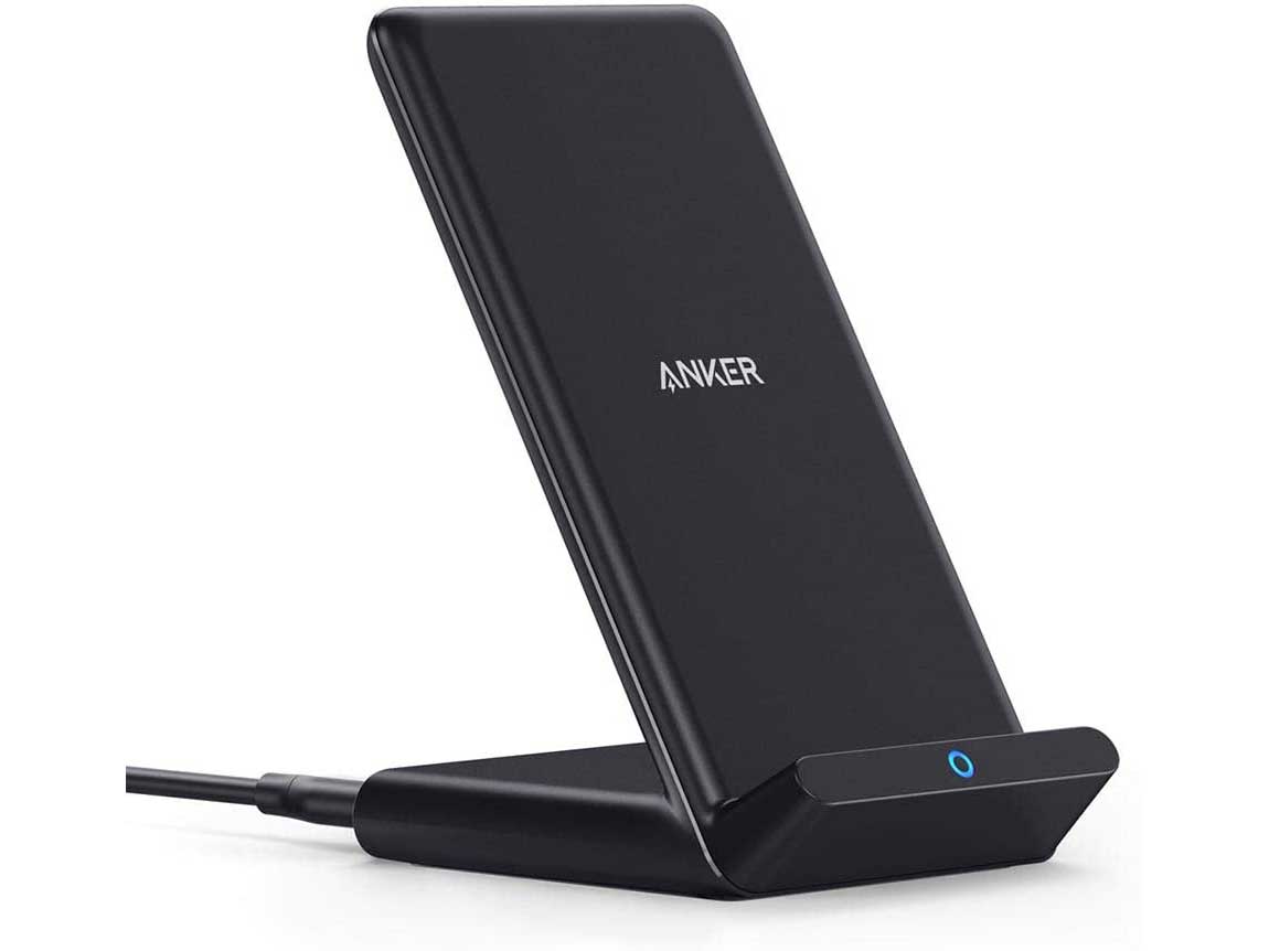 Anker Wireless Charger, PowerWave Stand, Qi-Certified for iPhone 11, 11 Pro, 11 Pro Max, XR, Xs Max, XS, X, 8, 8 Plus, 10W Fast-Charging Galaxy S20 S10 S9 S8, Note 10 Note 9 and More (No AC Adapter)