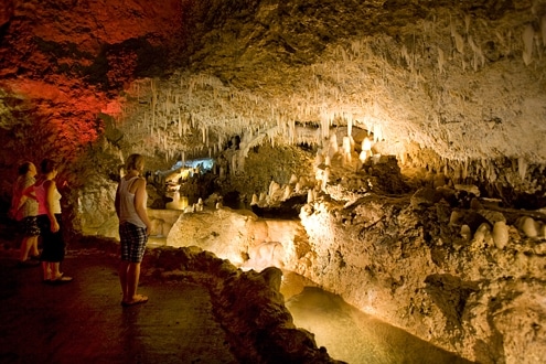 Harrison's Cave, the spectacular underground view of stalagmites and  
stalactites