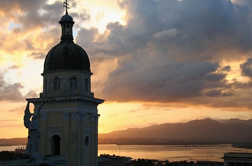 Cathedral of Santa Ifigenia at the Bay of Santiago de Cuba