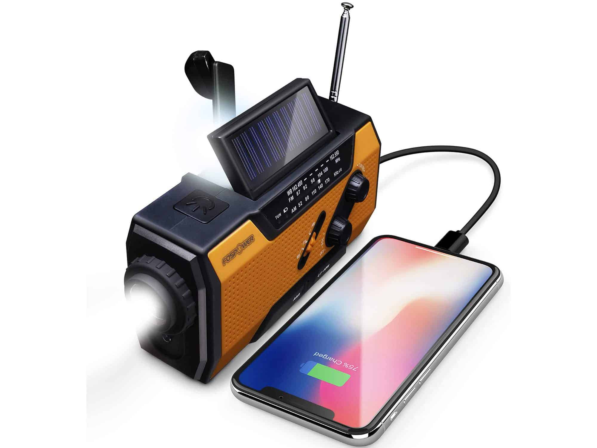 FosPower Emergency Solar Hand Crank Portable Radio