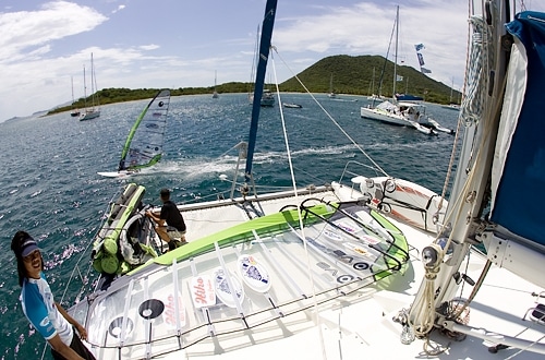For HIHOers, catamarans serve as home and offer fresh views of the BVI every morning. Shown here: Trellis Bay, Beef Island.
