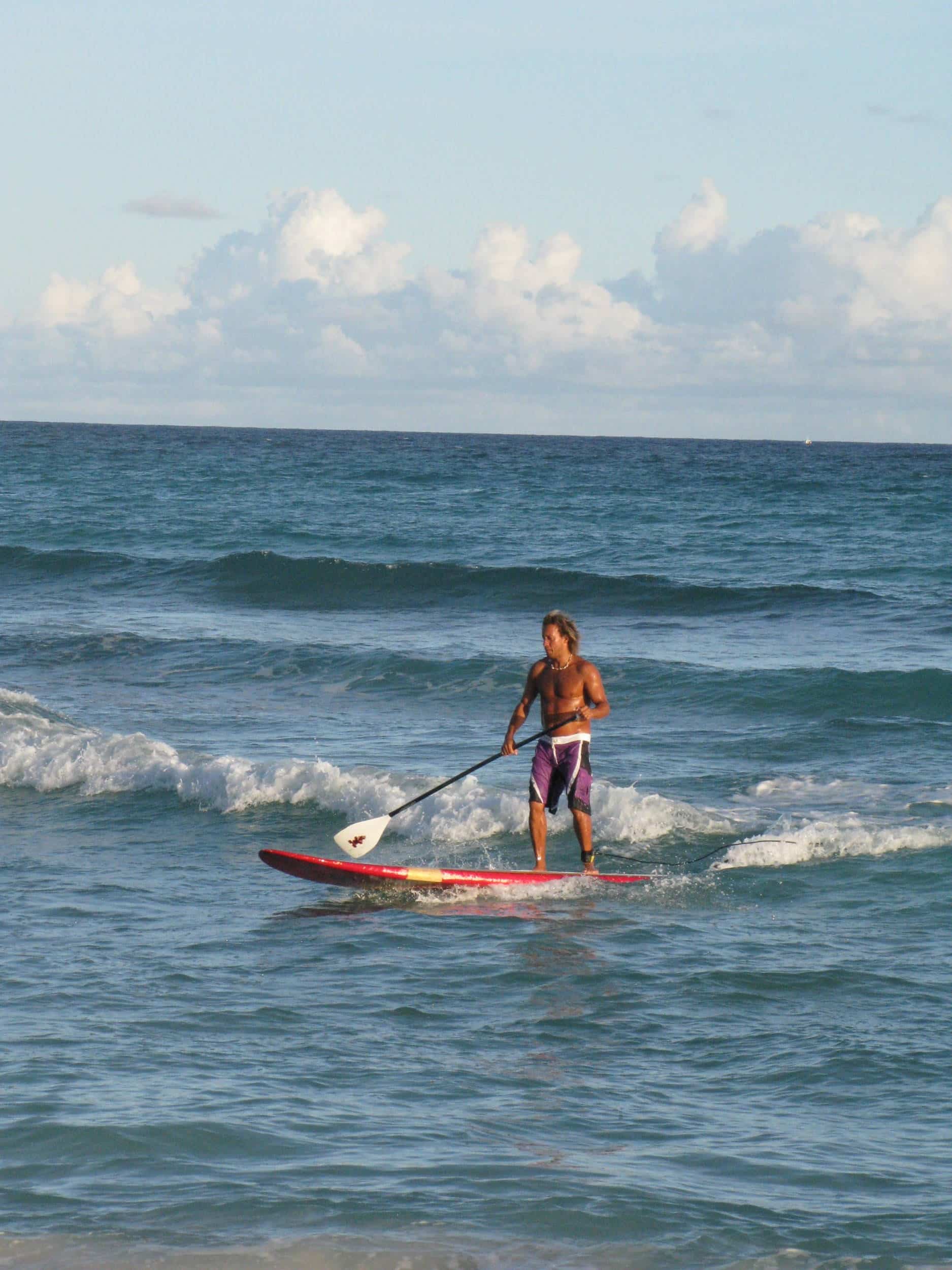 Brian Talma stand-up paddlinga at Silver Sands on the south shore.