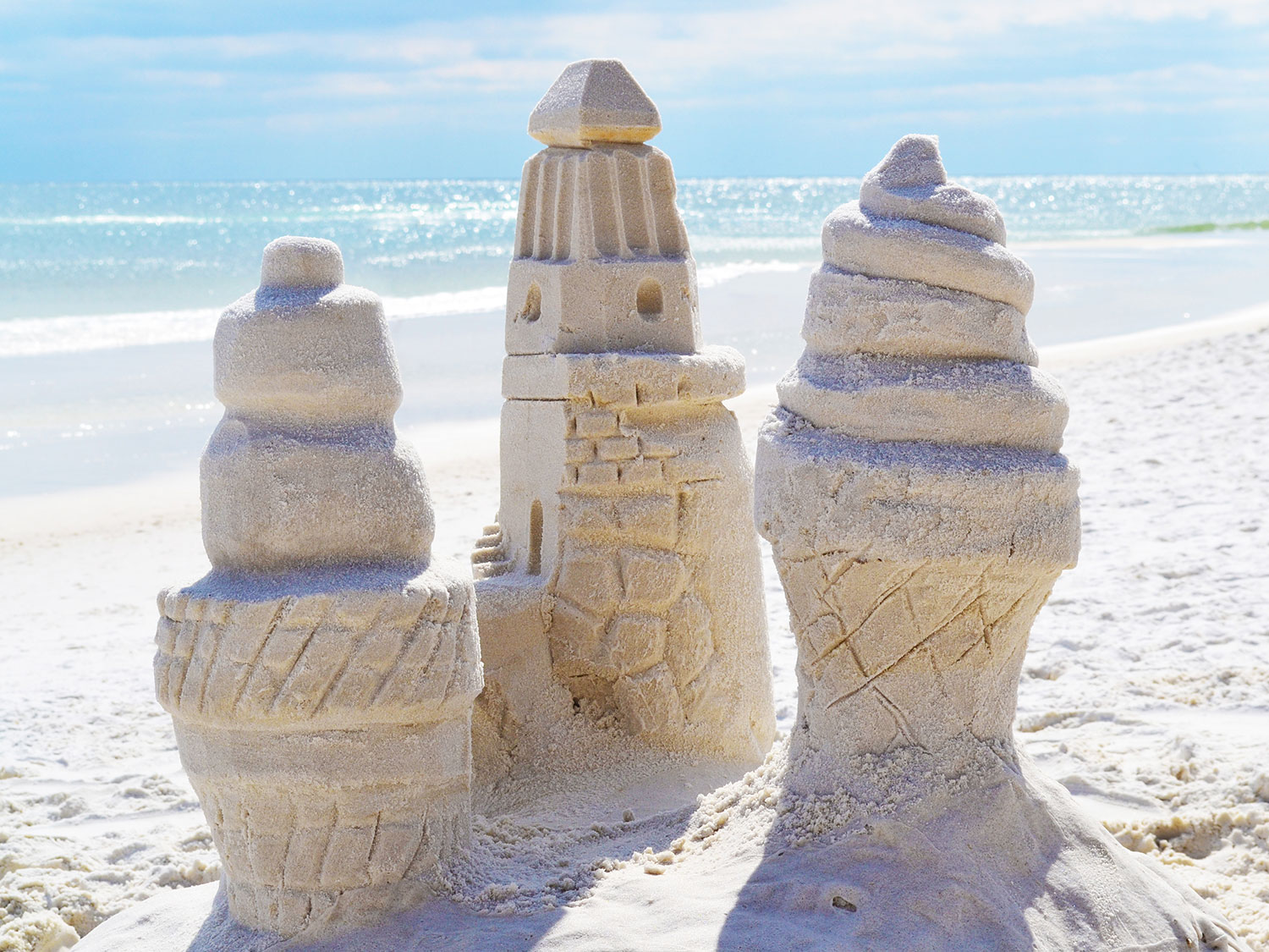 Sand sculptures built on the beach