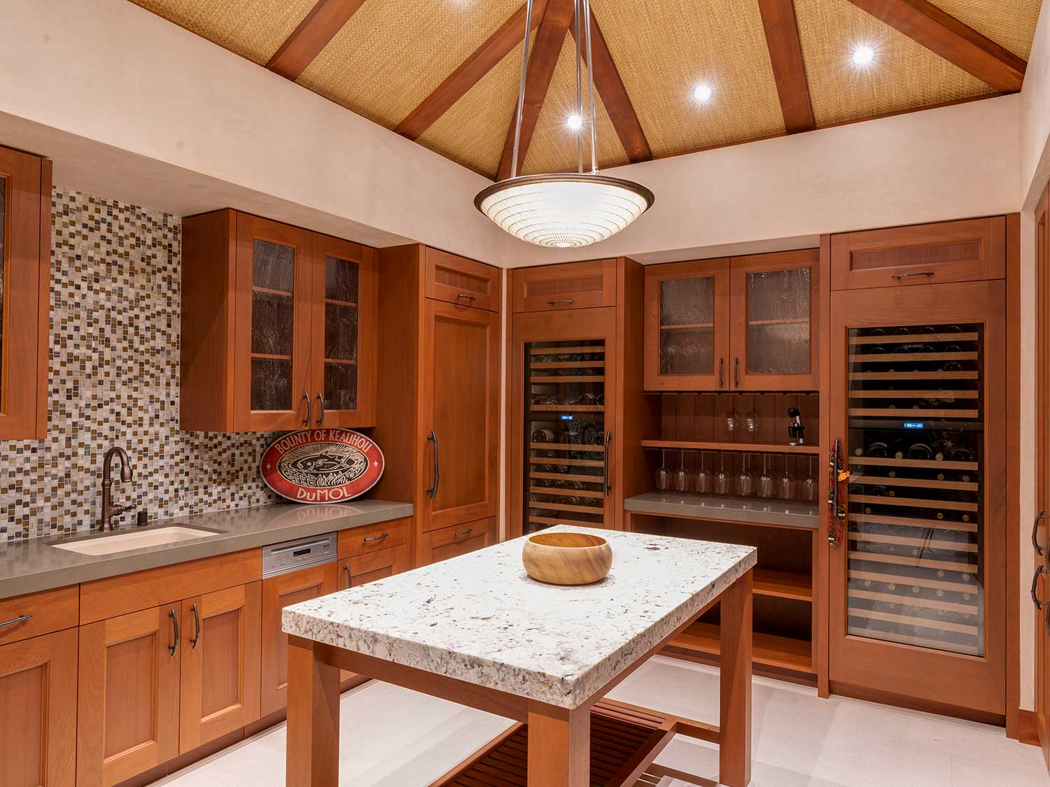 Kohanaiki kitchen with wine storage
