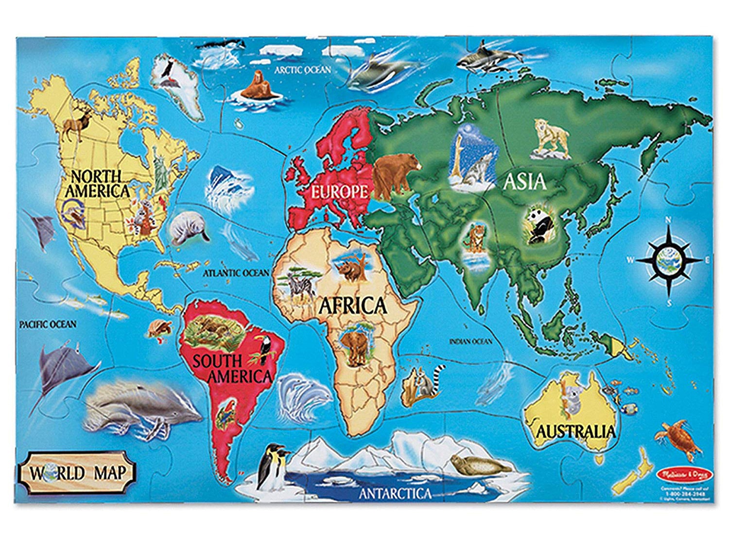 Melissa & Doug World Map Jumbo Jigsaw Floor Puzzle