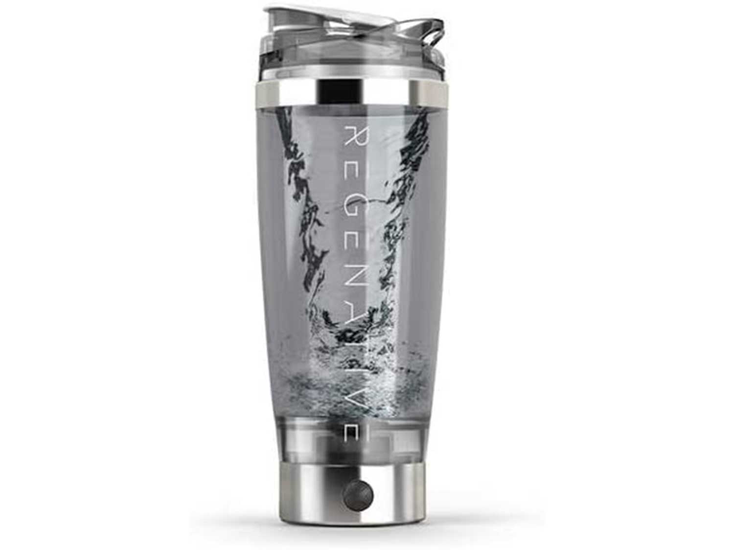 PROMiXX iX-R - REGENATIVE Edition Electric Shaker Bottle, Powerful Mixer for Smooth Shakes. 20oz Tumbler is BPA Free, Odor & Stain Resistant and Includes Built-in Supplement Storage (Silver/White)