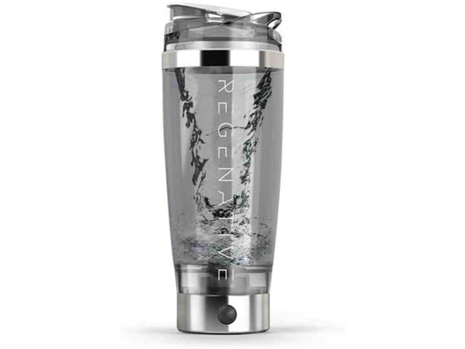 PROMiXX iX-R - REGENATIVE Edition Electric Shaker Bottle, Powerful Mixer for Smooth Shakes. 20oz Tumbler is BPA Free, Odor & Stain Resistant and Includes Built-in Supplement Storage (Silver/White)