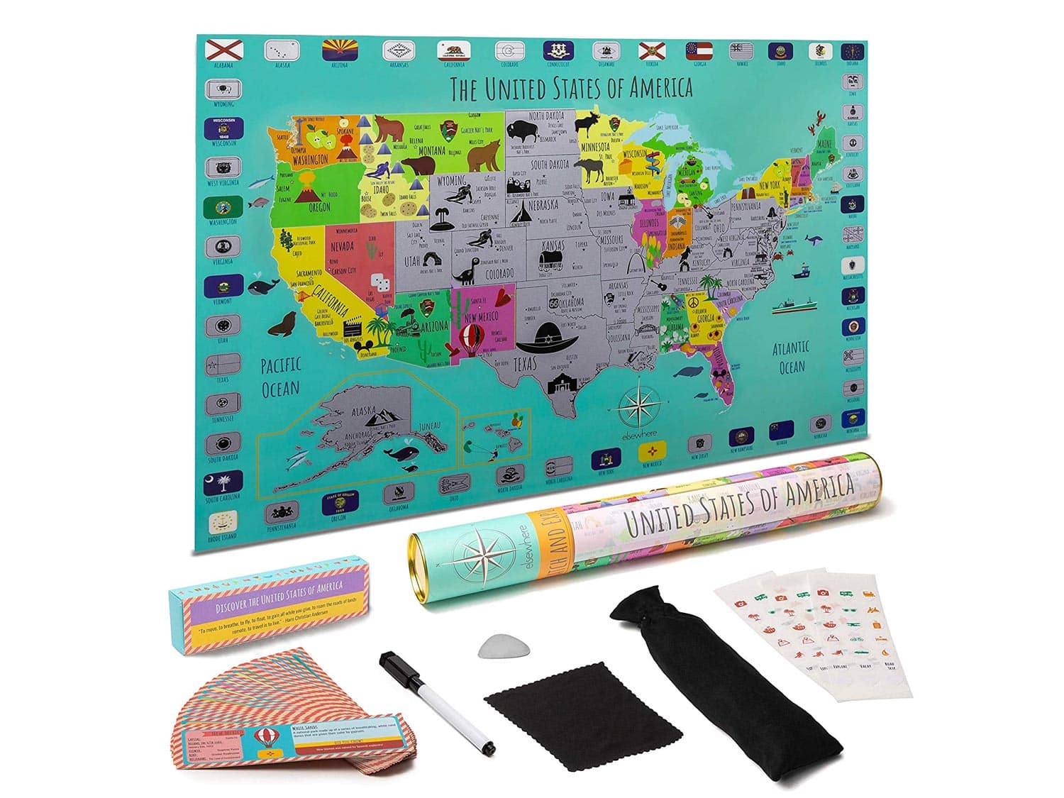 Elsewhere STEM Geo-Literacy USA Scratch-Off Map