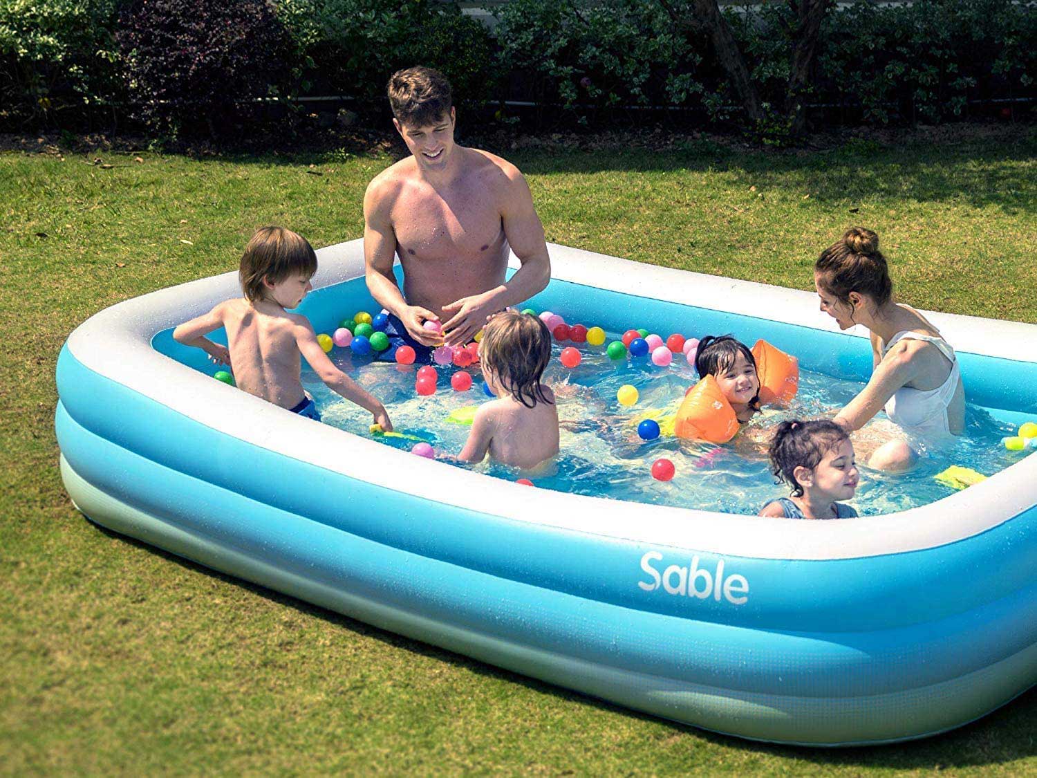 Sable Inflatable Pool, Blow Up Family Full-Sized Pool for Kids, Toddlers, Infant & Adult, 118