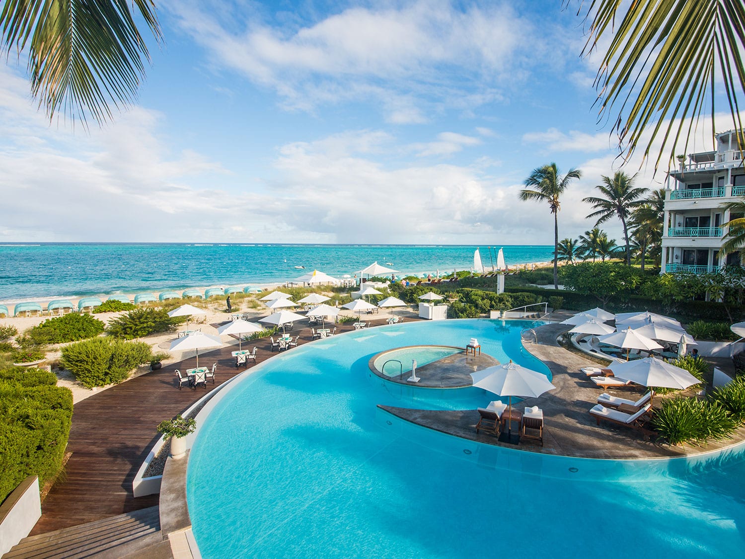 An infinity pool resort at the Palms Turks and Caicos.