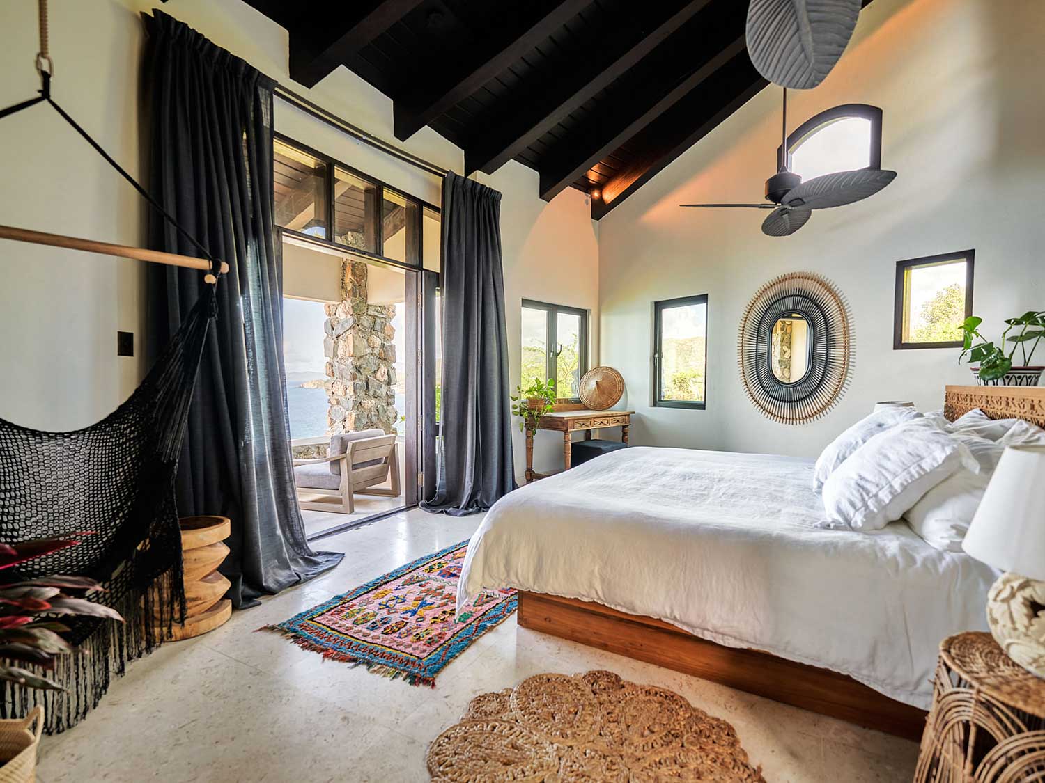 An interior resort bedroom of the British Virgin Islands Aerial BVI.