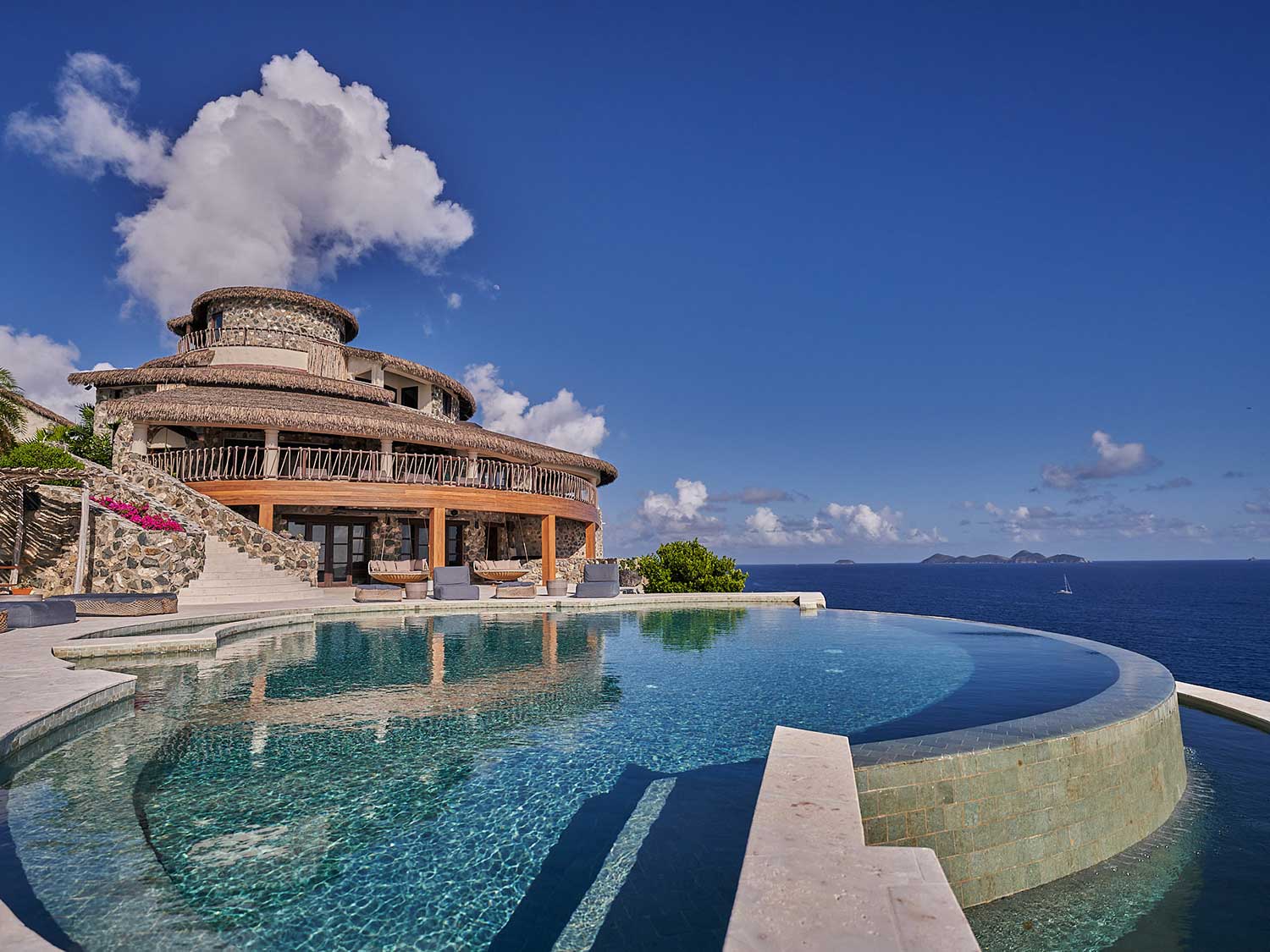 The Aerial BVI resort and pool overlooking the ocean.