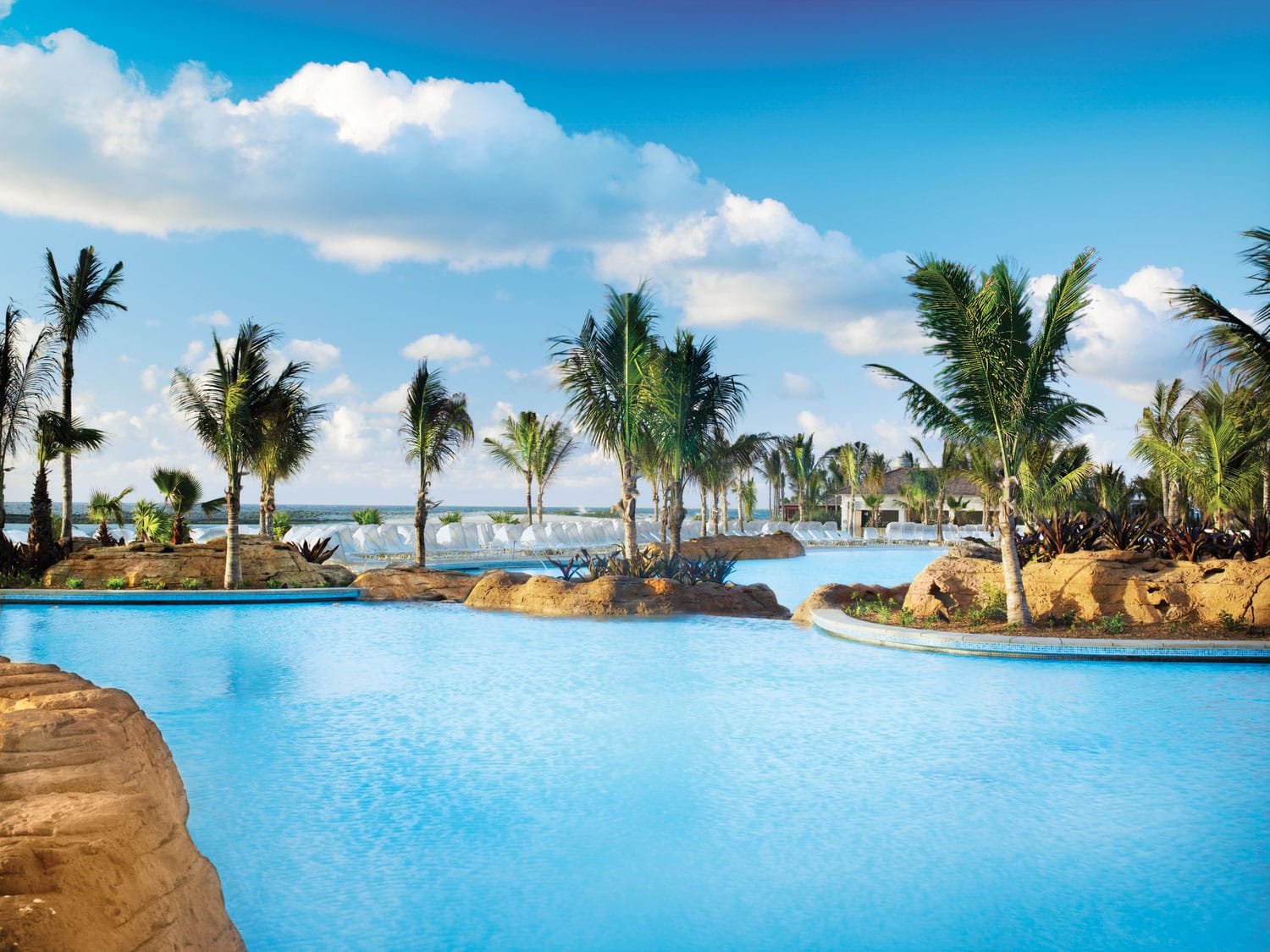 The resort-style pool at The Reef at the Atlantis Paradise Island Resort.