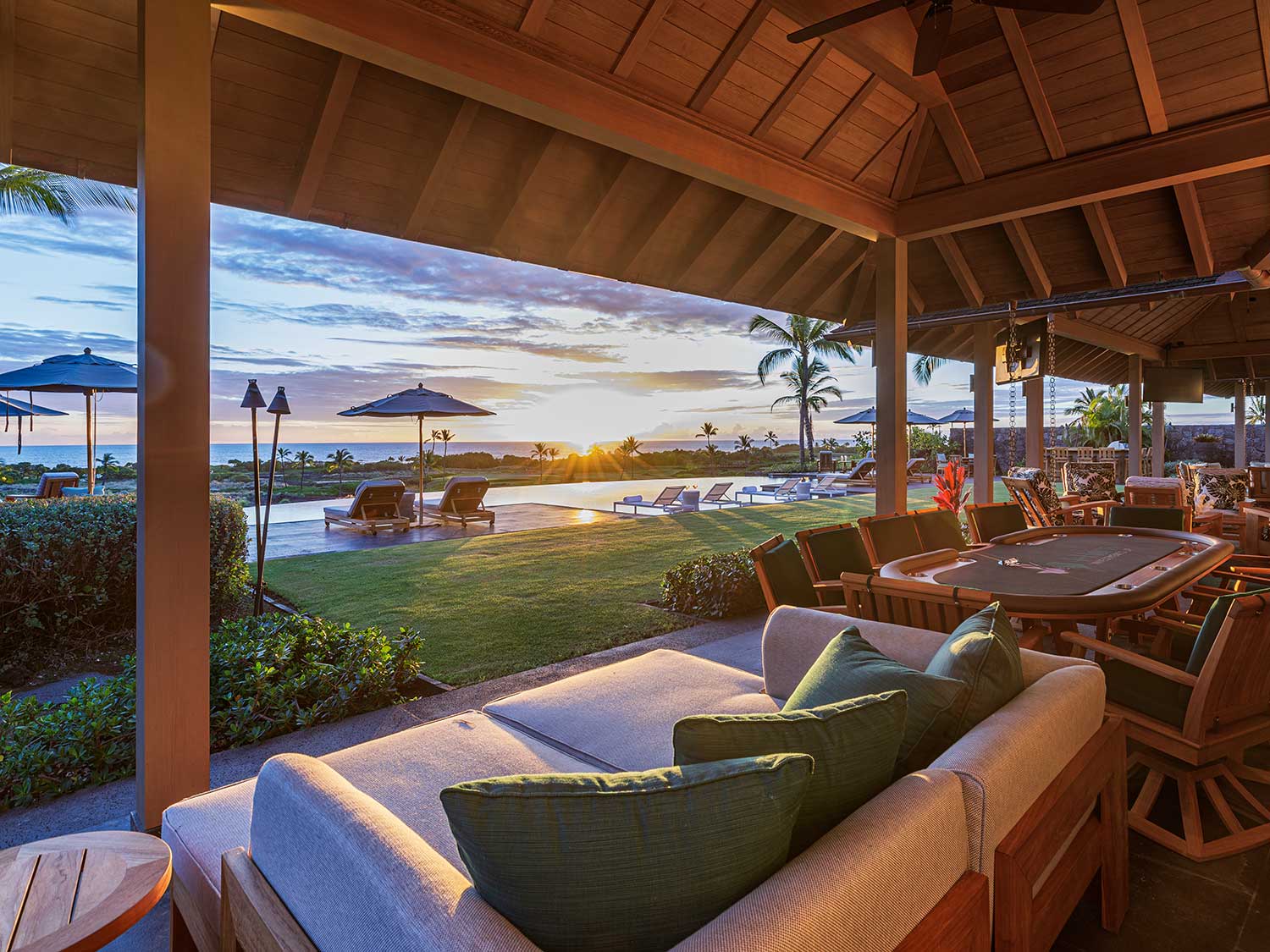 The patio space is perfect for watching the sun set