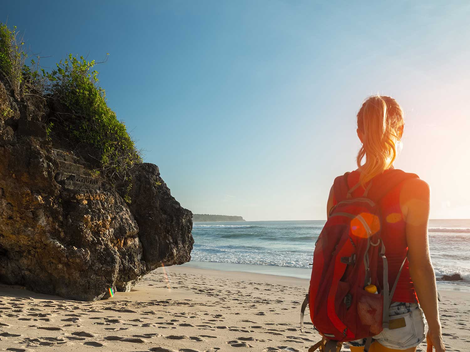 backpack on the beach