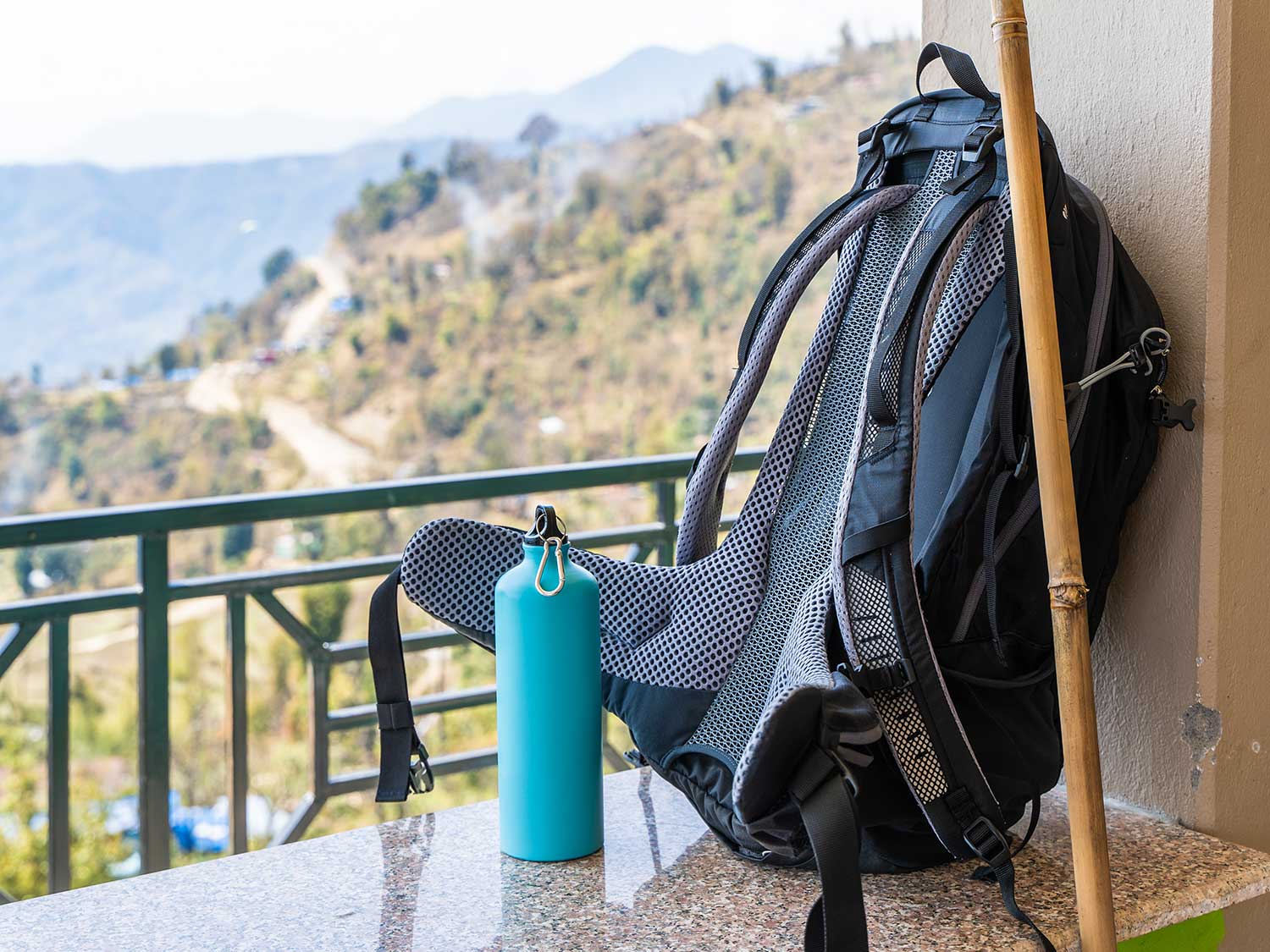 Water bottle with backpack