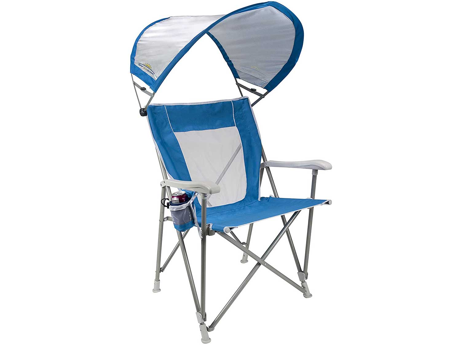 GCI Outdoor Waterside SunShade Folding Captain's Beach Chair with Adjustable SPF Canopy