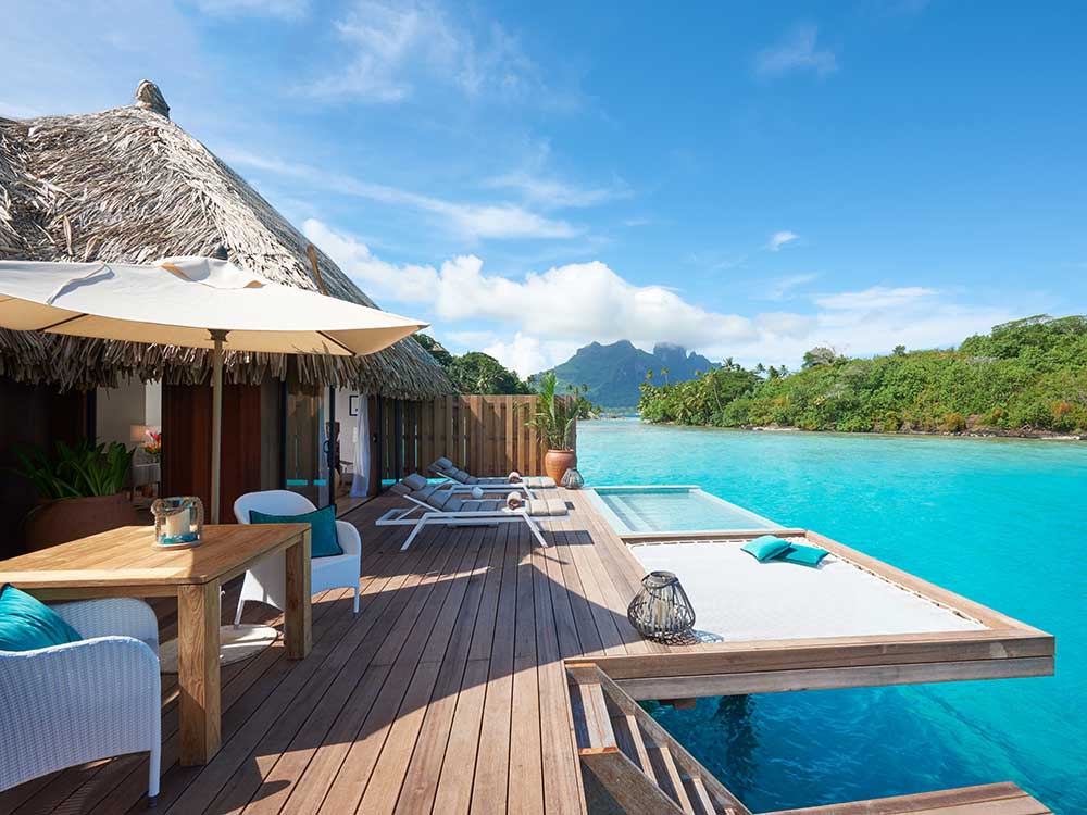 The King Pool Overwater Villas at Conrad Bora Bora come with private plunge pools.