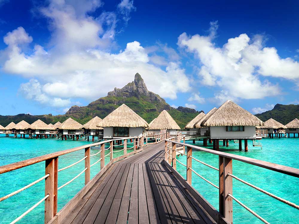 Overwater bungalows at Le Méridien Bora Bora