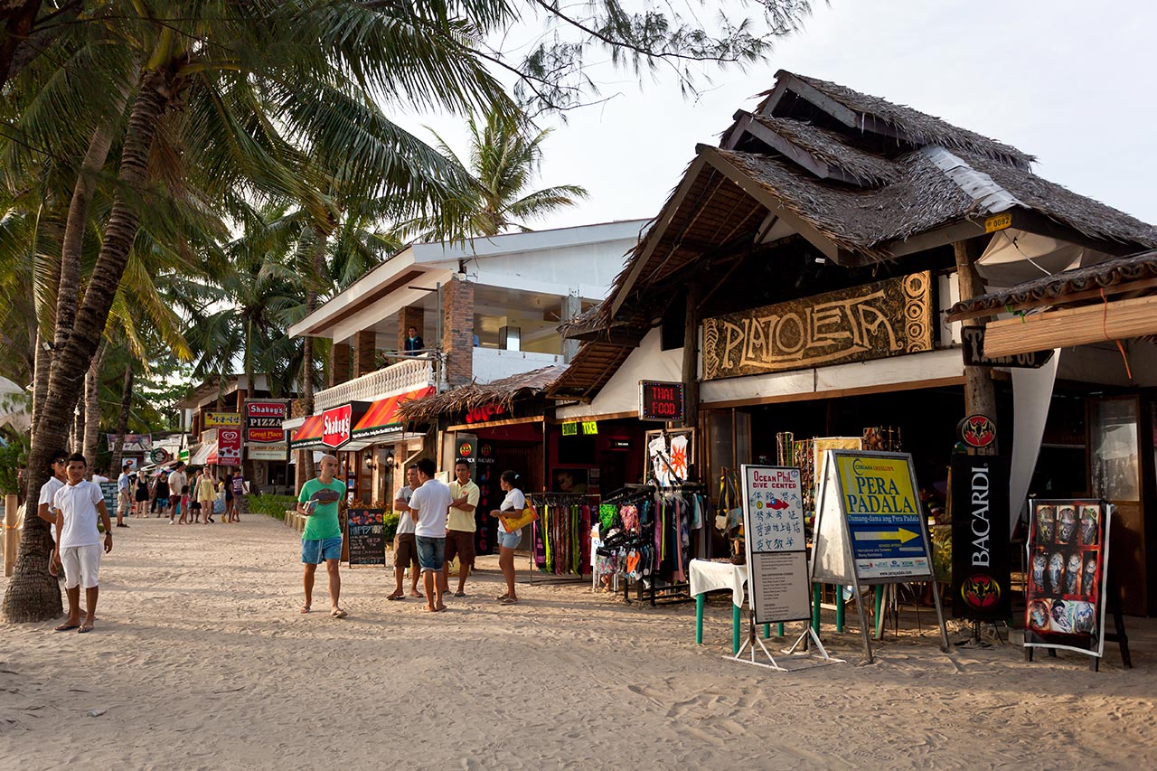 Local shops and bars on Boracay's White Beach